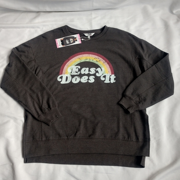 Wildfox Easy Does It Rainbow Pride Gray Distressed Crewneck Sweatshirt Small - Picture 1 of 7